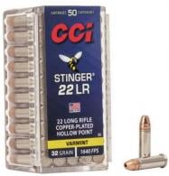 CCI Stinger Copper Plated Hollow Point 22 Long Rifle Ammo 50 Round Box - 0050