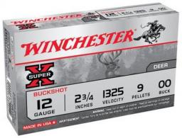 Winchester Super X Buckshot 12 Gauge Ammo 2.75" 00 Buck 5 Round Box - XB1200