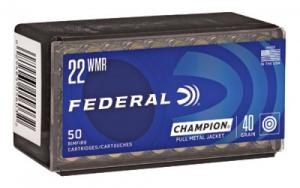 Federal Champion Training Ammo 22 WMR 40gr Full Metal Jacket 50 Round Box Federal Champion Training Ammo 22 WMR 40gr Full Metal Jacket 50 Round Box