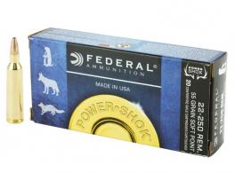 Federal Power-Shok 22-250Rem 55gr Jacketed Soft Point 20 Per Box/10 Case - 22250A Federal Power-Shok 22-250Rem 55gr Jacketed Soft Point 20 Per Box/10 Case - 22250A