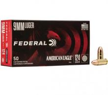 Main product image for Federal American Eagle Full Metal Jacket 9mm Ammo 124 gr 50 Round Box