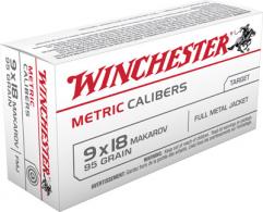 Winchester 9X18MM Makarov Metric 95 Grain Full Metal Jacket - MC918M Winchester 9X18MM Makarov Metric 95 Grain Full Metal Jacket - MC918M