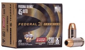 Federal Premium Personal Defense Hydra-Shock Jacketed Hollow Point 45 ACP Ammo 20 Round Box - P45HS1 Federal Premium Personal Defense Hydra-Shock Jacketed Hollow Point 45 ACP Ammo 20 Round Box - P45HS1