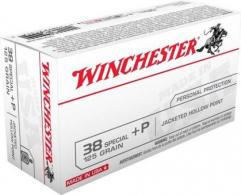 Winchester USA 38 Special 125 Grain Jacketed Hollow Point +P 50rd box