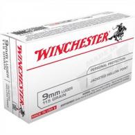 Winchester Jacketed Soft Point 9mm Ammo 115 gr 50 Round Box