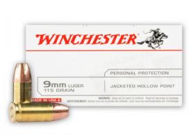 Main product image for Winchester Jacketed Soft Point 9mm Ammo 115 gr 50 Round Box