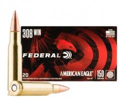 Main product image for Federal American Eagle Full Metal Jacket Boat Tail 308 Winchester Ammo  150gr 20 Round Box