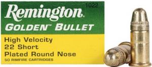 Remington .22 Short High Velocity 29 Grain Plated Lead Round 50rds - 1022 Remington .22 Short High Velocity 29 Grain Plated Lead Round 50rds - 1022