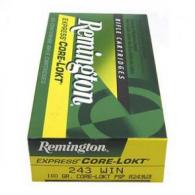 Remington Core-Lokt 243Win Ammo 100gr Pointed Soft Point 20rd box - R243W3 Remington Core-Lokt 243Win Ammo 100gr Pointed Soft Point 20rd box - R243W3