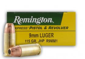 Rem Ammo Pistol & Revolver 9mm Jacketed Hollow Point 115 GR 50Box/10Case - R9MM1