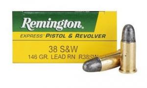 Remington 38 S&W 146 Grain Lead Round Nose - R38SW