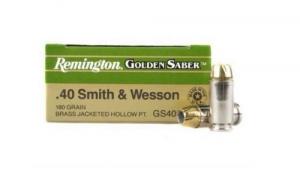 Remington 40 Smith & Wesson Golden Saber 180 Grain Brass Jac