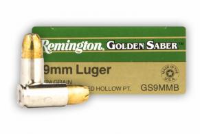 Remington 9MM Golden Saber 124 Grain Brass Jacketed Hollow P