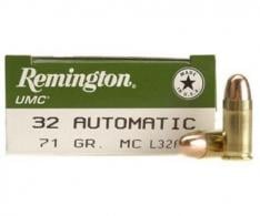 Remington UMC .32 ACP 71 Grain Metal Case 50rd box - L32AP Remington UMC .32 ACP 71 Grain Metal Case 50rd box - L32AP