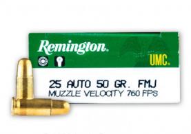 Remington .25 ACP 50 Grain Metal Case - L25AP