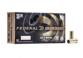 Federal Gold Medal Lead Wadcutter Match 50RD 148gr .38 Spc - GM38A