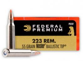 Federal Premium Varmint & Predator Nosler Nosler Ballistic Tip 223 Remington Ammo 20 Round Box - P223F