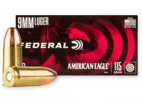 Main product image for Federal American Eagle Full Metal Jacket 9mm Ammo 115 gr 50 Round Box
