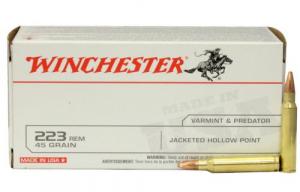 Winchester USA Ammo 223 Remington 45gr Jacketed Hollow Point 40 Round Box