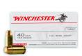 Winchester Full Metal Jacket Flat Nose 40 S&W Ammo 165 gr 50 Round Box