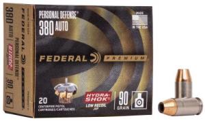 Federal Hydra-Shok Jacketed Hollow Point 20RD 90gr 380 Auto - PD380HS1H