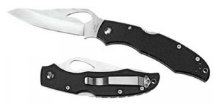 Spyderco BY03PSBK2 Byrd Cara Cara 2 Lightweight 3.75" Folding Drop Point Part Serrated 8Cr13MoV SS Blade Black Textured FRN Hand