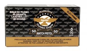 Aguila .22 Long Rifle Match Pistol 40 Grain Pointed Solid Point Aguila .22 Long Rifle Match Pistol 40 Grain Pointed Solid Point