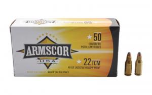 Armscor .22 TCM 40 Grain Jacketed Hollow Point 50 Round Box - 50029 Armscor .22 TCM 40 Grain Jacketed Hollow Point 50 Round Box - 50029