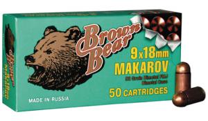 Brown Bear Pistol Ammunition 9x18 Makarov 95 Grain Full Metal Ja - A918RFMJ