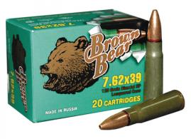 Brown Bear 7.62x39mm Russian 123 Grain Hollow Point 500rd case - AB762HP