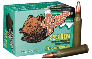 Brown Bear .223 Remington 62 Grain Soft Point 500 Per Case - AR223SP Brown Bear .223 Remington 62 Grain Soft Point 500 Per Case - AR223SP
