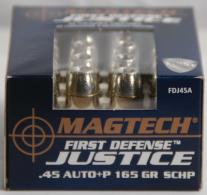 First Defense Justice .45 Auto165 Grain Solid Copper Hollow Poin - FDJ45A First Defense Justice .45 Auto165 Grain Solid Copper Hollow Poin - FDJ45A