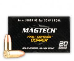 First Defense Justice 9mm Luger 92.6 Grain Solid Copper Hollow P - FDJ9A