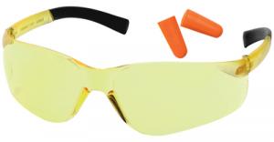 Mini-Ztek Safety Glasses and DP1000 Ear Plug Combo Amber Lens Amber Frame Ten Pack - PYS2530SNDP