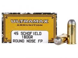 Ultramax 45 Schofield, 180 Grain, Round Nose Flat Point, 50 rounds