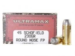 Ultramax 45 Schofield, 230 Grain, Round Nose Flat Point, 50 rounds - CB45SC2 Ultramax 45 Schofield, 230 Grain, Round Nose Flat Point, 50 rounds - CB45SC2