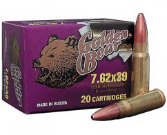 BEAR GOLDEN 7.62X39 HP 123GR 500RDS/CASE - AG762HP BEAR GOLDEN 7.62X39 HP 123GR 500RDS/CASE - AG762HP