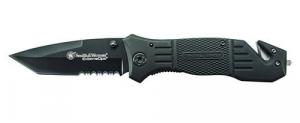 S&W by BTI Tools Extreme Ops Liner Lock Folding Knife, Partially Serrated, Drop Point Tanto, Clam - SWFR2SCP