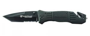 S&W by BTI Tools Extreme Ops Liner Lock Folding Knife, Partially Serrated, Drop Point Tanto, Clam