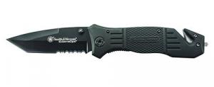 S&W by BTI Tools Extreme Ops Liner Lock Folding Knife, Partially Serrated, Drop Point Tanto, Clam - SWFR2SCP S&W by BTI Tools Extreme Ops Liner Lock Folding Knife, Partially Serrated, Drop Point Tanto, Clam - SWFR2SCP