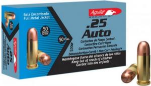Main product image for Aguila  .25 ACP 50GR FMJ 50rd box