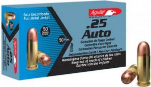 Aguila .25 ACP 50GR FMJ 50rd box - 25 Aguila .25 ACP 50GR FMJ 50rd box - 25
