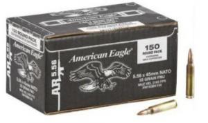 FED AMERICAN EAGLE 5.56 NATO 55GR FMJ BT 150 - XM193BK150 FED AMERICAN EAGLE 5.56 NATO 55GR FMJ BT 150 - XM193BK150