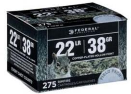 FED .22 LR HP 38GR CPHP BULK FIELD PK 275/1 - 730 FED .22 LR HP 38GR CPHP BULK FIELD PK 275/1 - 730