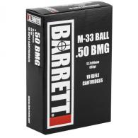 Barrett M33 Full Metal Jacket 50 BMG Ammo 10 Round Box - 14670 Barrett M33 Full Metal Jacket 50 BMG Ammo 10 Round Box - 14670