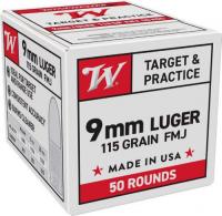 Winchester Target & Practice Full Metal Jacket 9mm Ammo 115gr 50rd - W9MM50