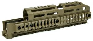Midwest Industries Alpha Quad Rail, Picatinny Handguard, Fits AK Style Firearms, 10", Anodized Finish, Flat Dark Earth - AKALPHAQR10FDE
