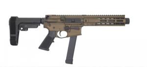 Brigade BM-9 Pistol 9mm Forged Receiver 9.5" Barrel SBA3 Tactical Brace 8" M-Lok Rail Mini Can Midnight Bronze - A0919062M