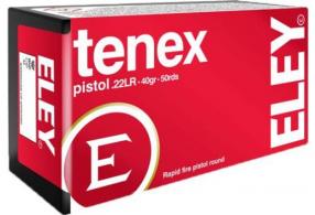 Eley Tenex Pistol Lead Round Nose 22 Long Rifle Ammo 50 Round Box - 00120 Eley Tenex Pistol Lead Round Nose 22 Long Rifle Ammo 50 Round Box - 00120