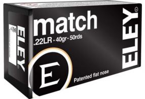 Eley Match Flat Nose 22 Long Rifle Ammo 50 Round Box - 01100 Eley Match Flat Nose 22 Long Rifle Ammo 50 Round Box - 01100